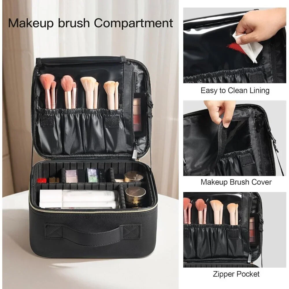 Makeup Travel Case 10 Inch, Large Storage Capacity Makeup Organizer Travel Bag w